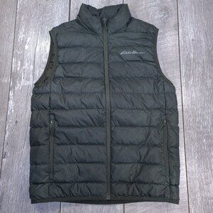 Eddie Bauer Vest Mens Small Green EB 600 Down Puffer Quilted Outdoor Hiking
